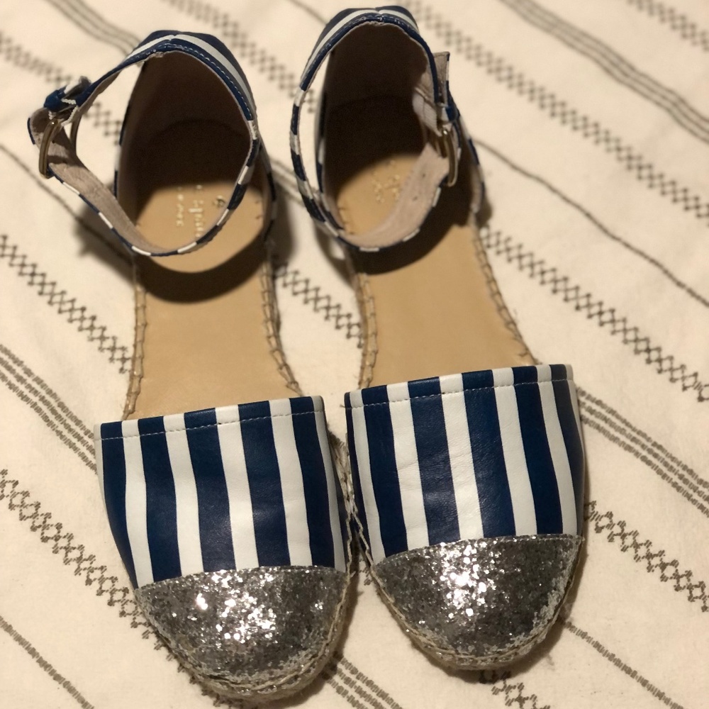 Kate Spade Blue and White Striped Espadrilles